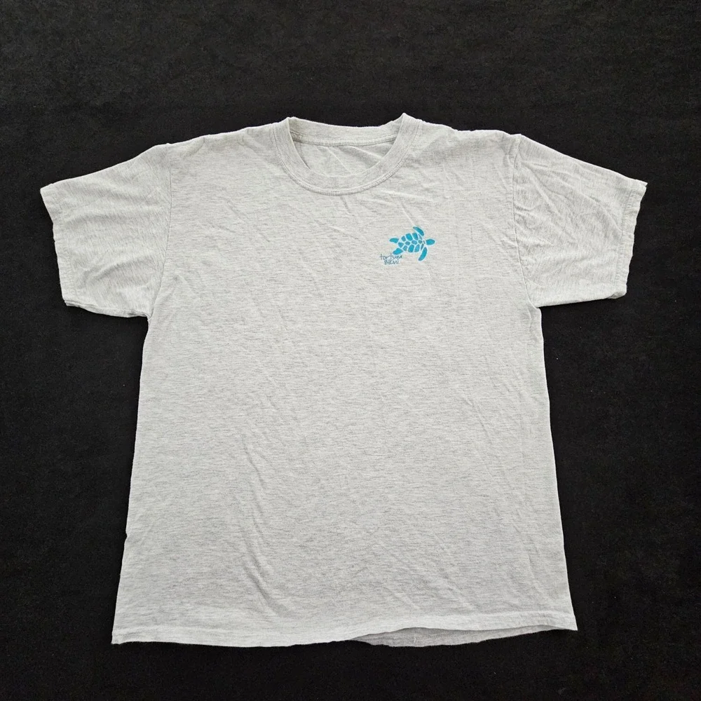 Tortuga Bikini Sea Turtle Blue Logo Gray Short Sleeve T-Shirt Men's L